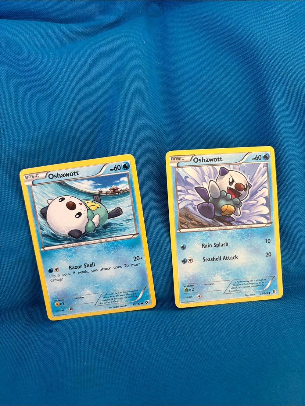 Pokémon Cards Oshawott HP 60 2013 2012 Water Type Pokemon NWOTS Two In Stock
